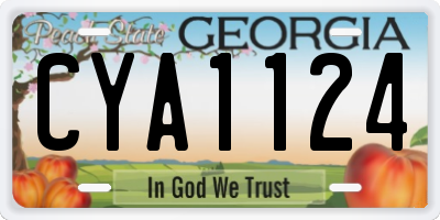 GA license plate CYA1124