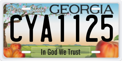GA license plate CYA1125
