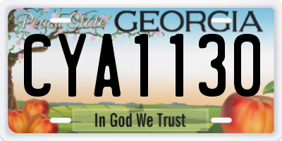 GA license plate CYA1130