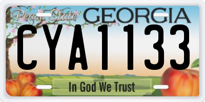 GA license plate CYA1133
