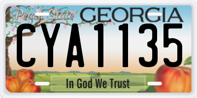GA license plate CYA1135