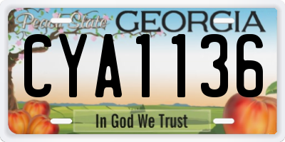 GA license plate CYA1136