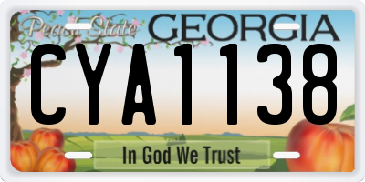 GA license plate CYA1138