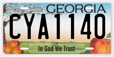 GA license plate CYA1140