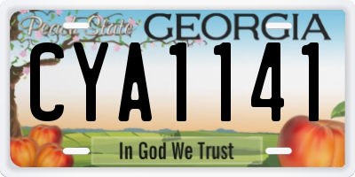 GA license plate CYA1141