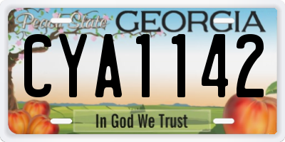GA license plate CYA1142