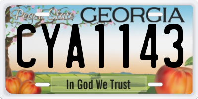 GA license plate CYA1143