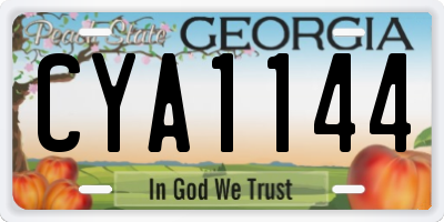 GA license plate CYA1144