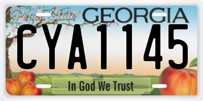 GA license plate CYA1145