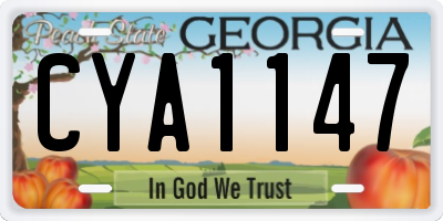 GA license plate CYA1147
