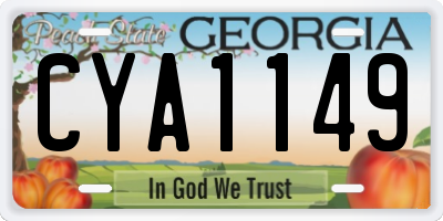 GA license plate CYA1149