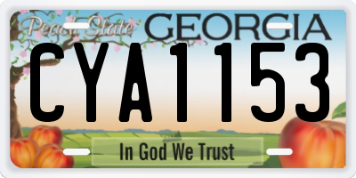 GA license plate CYA1153