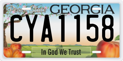 GA license plate CYA1158
