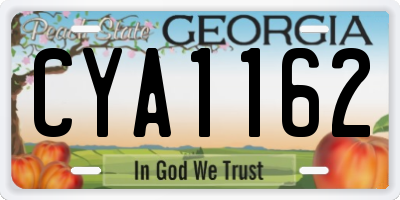 GA license plate CYA1162