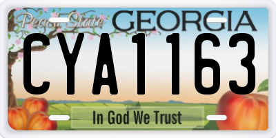 GA license plate CYA1163