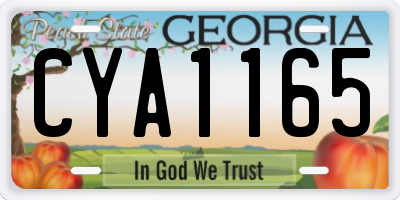 GA license plate CYA1165