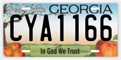 GA license plate CYA1166