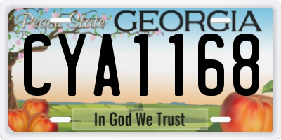 GA license plate CYA1168