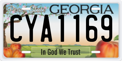GA license plate CYA1169