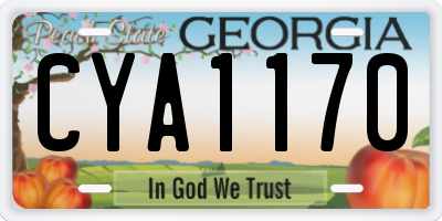 GA license plate CYA1170