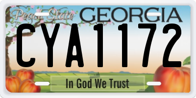 GA license plate CYA1172