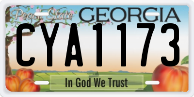 GA license plate CYA1173