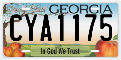 GA license plate CYA1175
