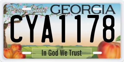 GA license plate CYA1178