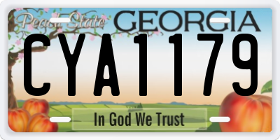 GA license plate CYA1179