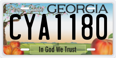 GA license plate CYA1180