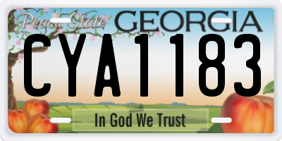 GA license plate CYA1183