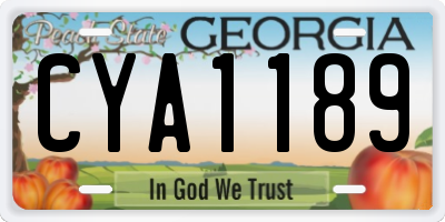 GA license plate CYA1189