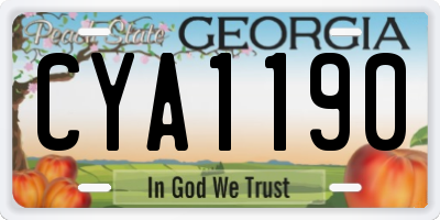 GA license plate CYA1190