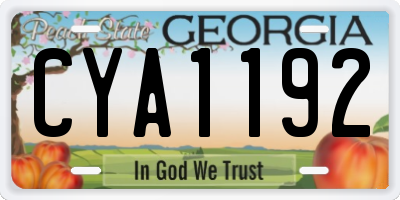 GA license plate CYA1192