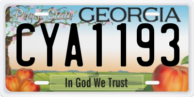 GA license plate CYA1193