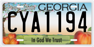 GA license plate CYA1194