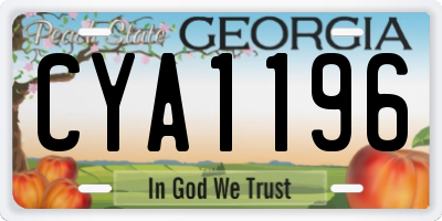 GA license plate CYA1196