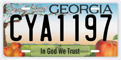 GA license plate CYA1197