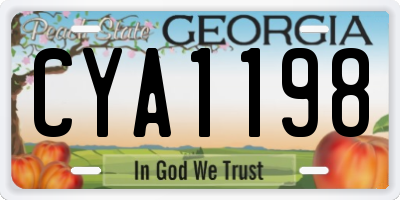GA license plate CYA1198