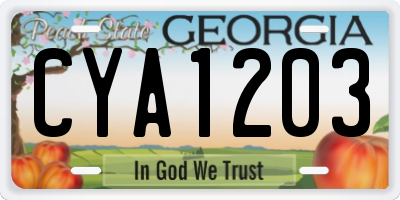 GA license plate CYA1203