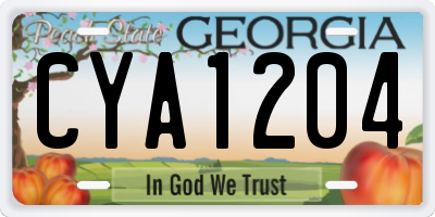 GA license plate CYA1204