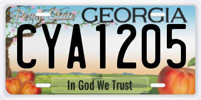 GA license plate CYA1205