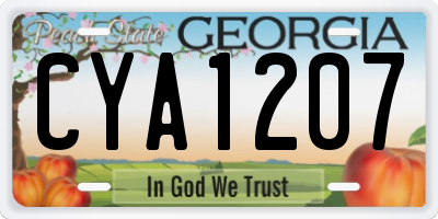 GA license plate CYA1207
