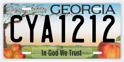 GA license plate CYA1212