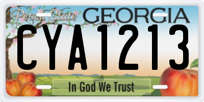 GA license plate CYA1213