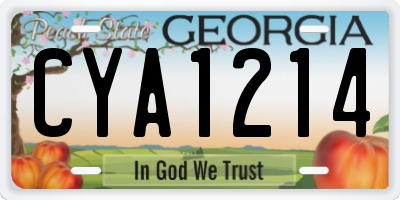 GA license plate CYA1214