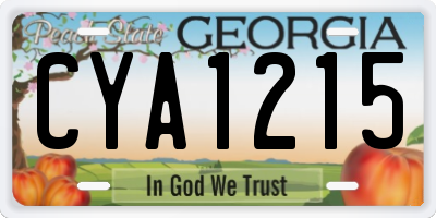 GA license plate CYA1215