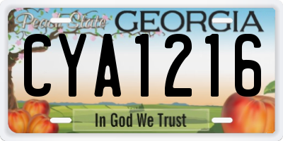 GA license plate CYA1216