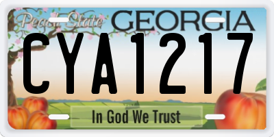 GA license plate CYA1217