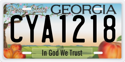 GA license plate CYA1218
